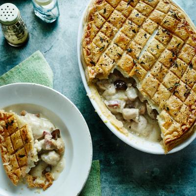 Chicken, Madeira and chestnut pie