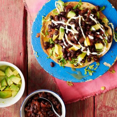 Avocado and black bean tacos