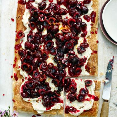 Cheat’s cherry Bakewell tart