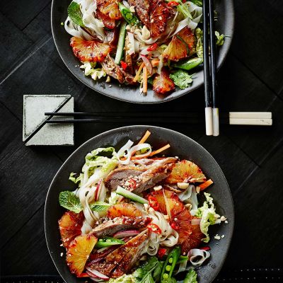Vietnamese-style crispy duck salad with blood oranges