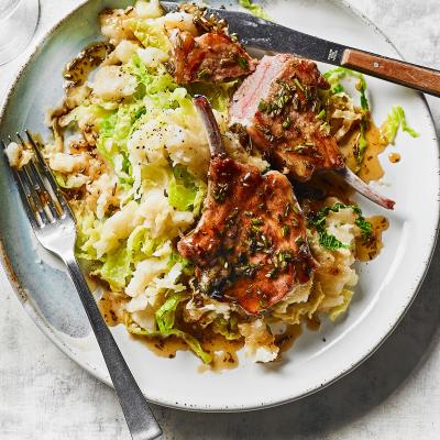 Cider lamb chops with celeriac mash