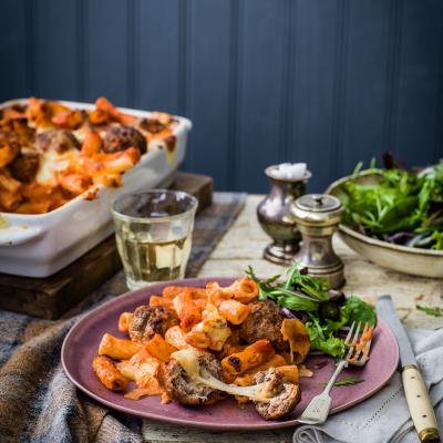 Melting-middle meatball bake