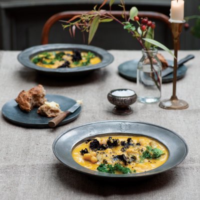 Kale, bean and winter roots soup