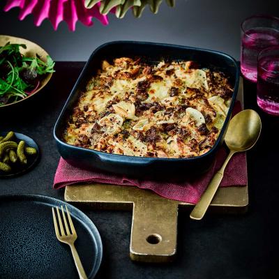 Smoked chicken and leek sourdough ‘tartiflette’