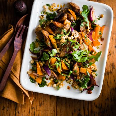 Roast sausage and squash salad