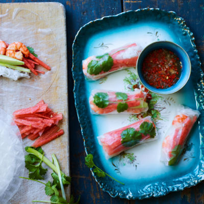 Fruity prawn summer rolls