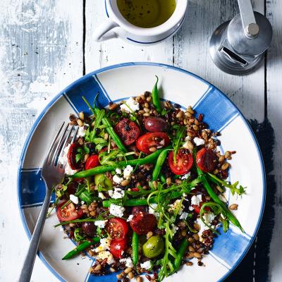 Crispy chorizo and mixed grain bowl