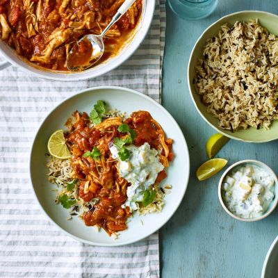 Turkey madras with mango and cucumber raita