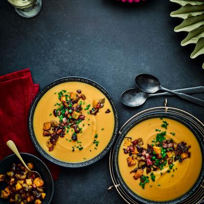 Roasted squash soup with chestnuts