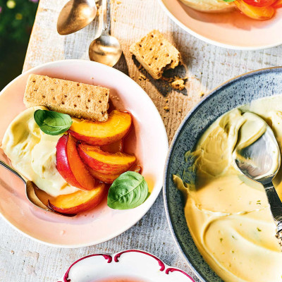 Lime posset with peach