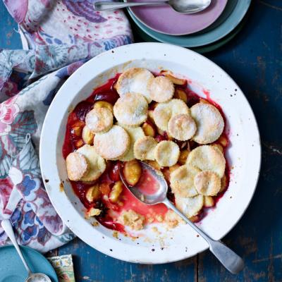 Sugar-crusted plum, orange and star anise pie