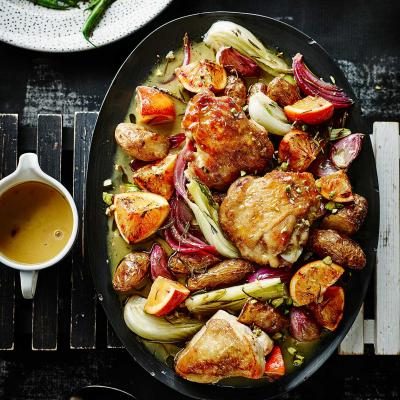 Sicilian roast chicken with fennel and blood oranges