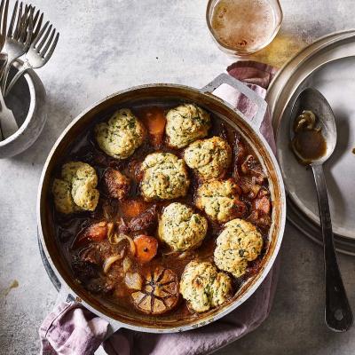 Beer & Marmite-braised beef with horseradish dumplings