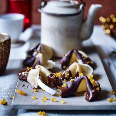 Chocolate and orange fortune cookies