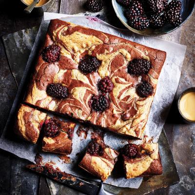 Blackberry and peanut butter swirl brownies