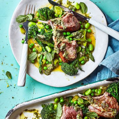 Spring lamb traybake