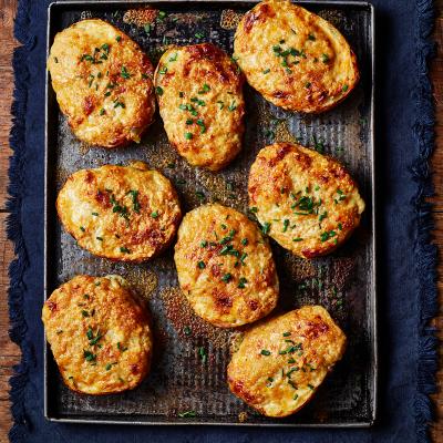 Welsh rarebit-loaded potato skins