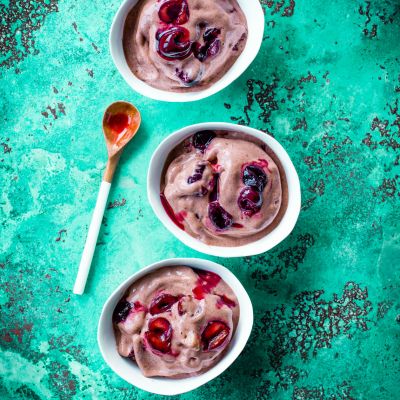 Chocolate and cherry vegan 'nice cream'