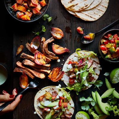 Seared steak taco board