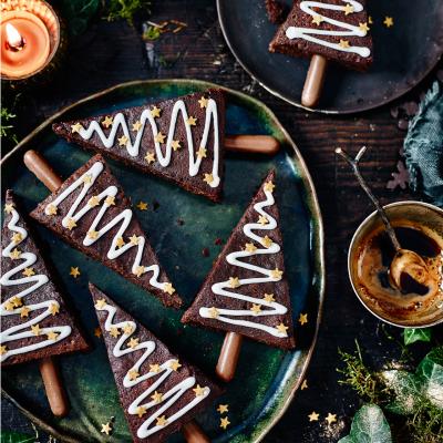 Spiced Christmas tree brownies