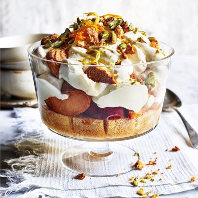 Marsala-soaked peach and ricotta trifle