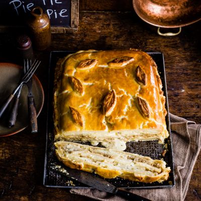 Cheesy dauphinoise and onion pie