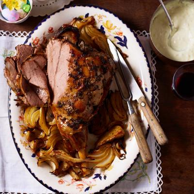 Slow roast leg of lamb with fennel