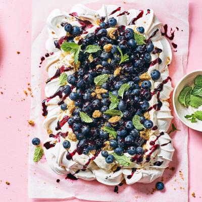 Blueberry cheesecake pavlova