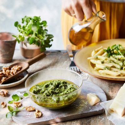 Walnut, watercress and pecorino pesto
