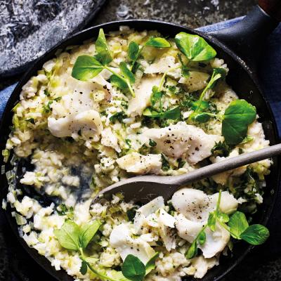 Smoked haddock and leek risotto
