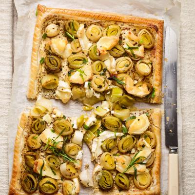 Leek and goats’ cheese tart