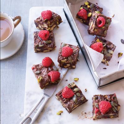 Chocolate, avocado and raspberry tiffin