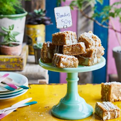 Coconut and white chocolate blondies