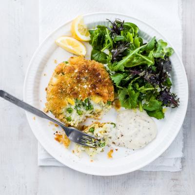Smoked haddock and pea fishcakes