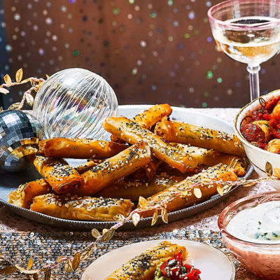 Honey goats’ cheese filo cigars