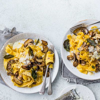 Brown butter mushroom and sage pappardelle