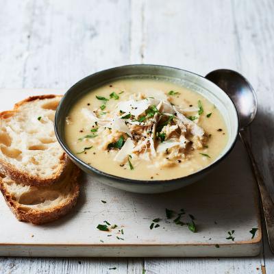 Brown rice and chicken soup