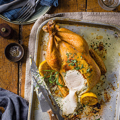Creamy tarragon roast chicken