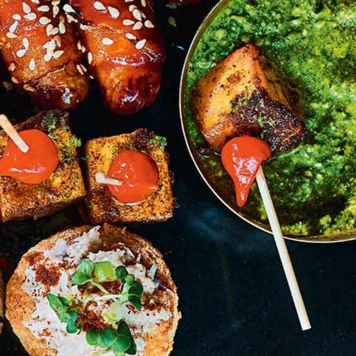 Golden paneer with coriander chutney