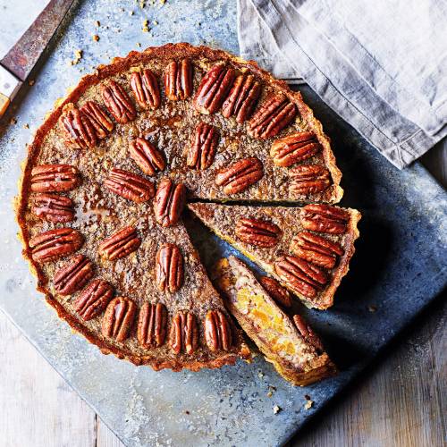 Pecan and apricot tart