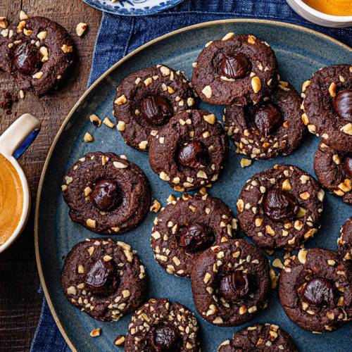 Mocha hazelnut thumbprint cookies