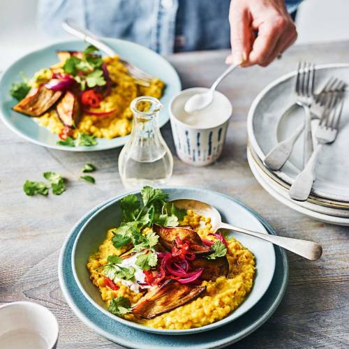 Dhal with roasted aubergine