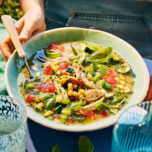 Chicken succotash broth