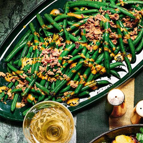 Green beans with coconut curry dressing