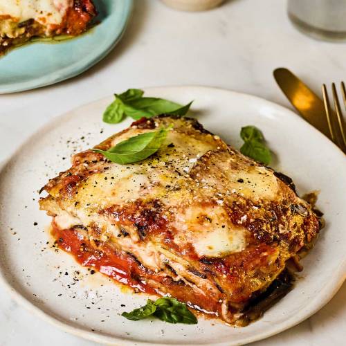 Aubergine parmigiana with ham