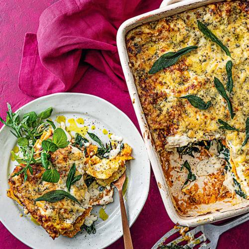 Stilton, butternut and spinach lasagne