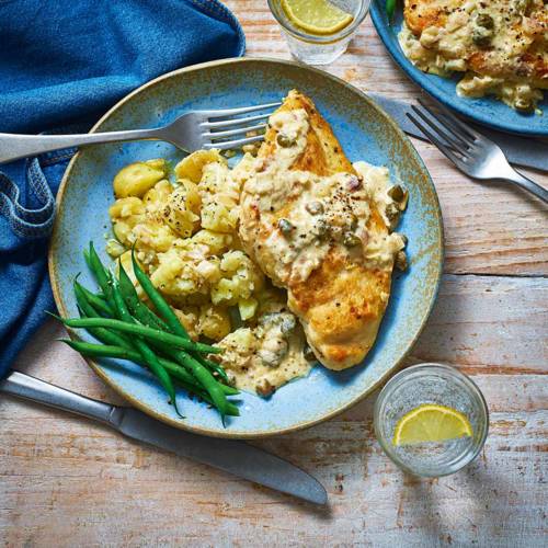 Creamy caper chicken and potatoes