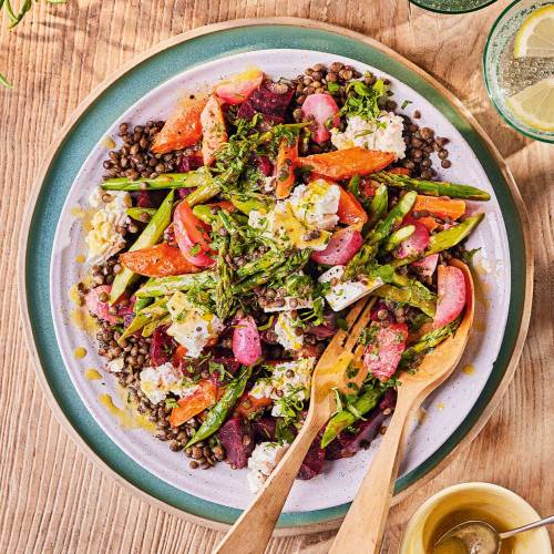 Puy lentil salad with roast veg