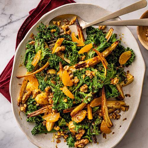 Kale and roasted parsnips