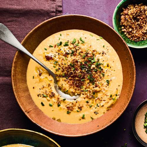Creamy chestnut and roast veg soup